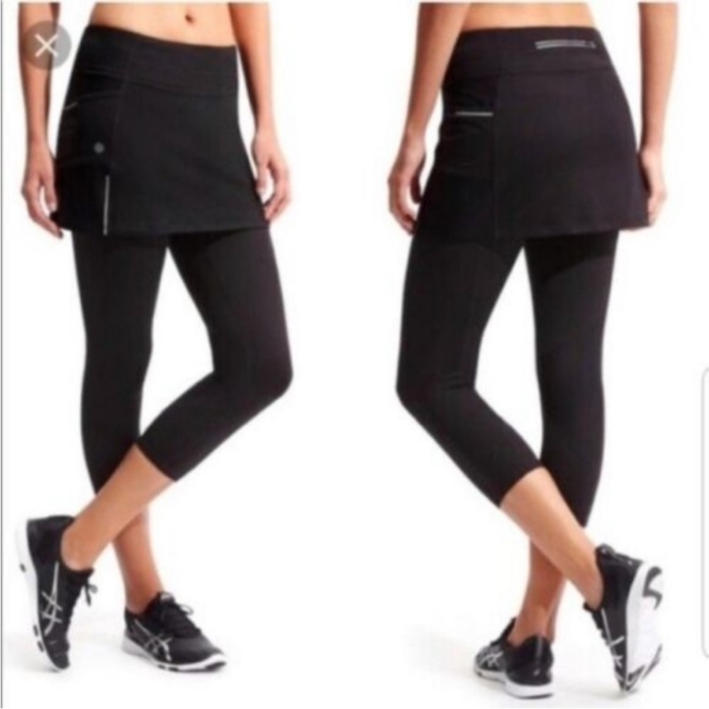 Athleta Be Free 2 in 1 Black Tights With Skirt size Medium
